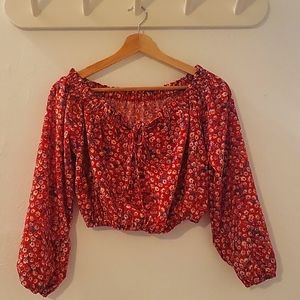 Red long sleeve Crop top